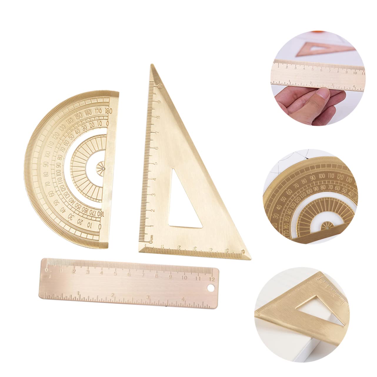 3sets Righello Triangolo e Goniometro Kit Per Studenti e Insegnanti Precisione Facile Usare