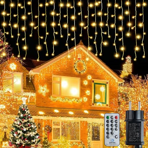 Lichterkette Außen,Eisregen Lichterkette,10m 400 LEDs, mit Timer,...