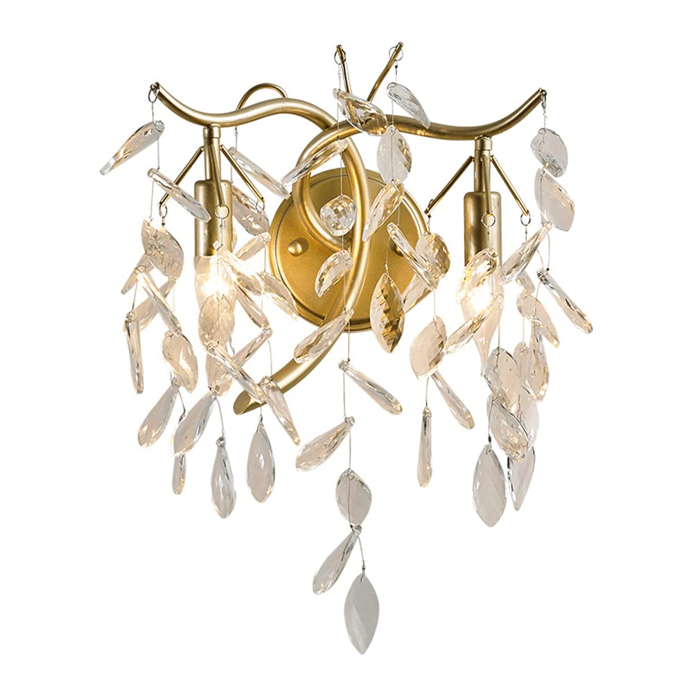 FYZDLAOR Modern Minimalist Style Decorative Crystal Wall Sconces,for Hotel,Bedside,Restaurant,Living Room Bathroom Bedroom and Hallway Wall Sconce Lighting(E14)