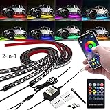 BLIAUTO Car Underglow Kits Music Sync Underbody Light Exterior Neon Underglow Lights Strip RF Remote...