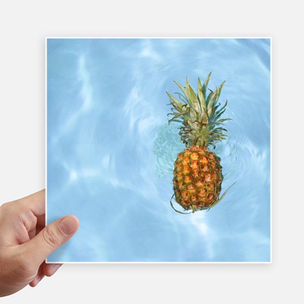 Autocollant carré fruit d'ananas frais de 20cm pour déco de mur et de valise, pack de 4 pièces