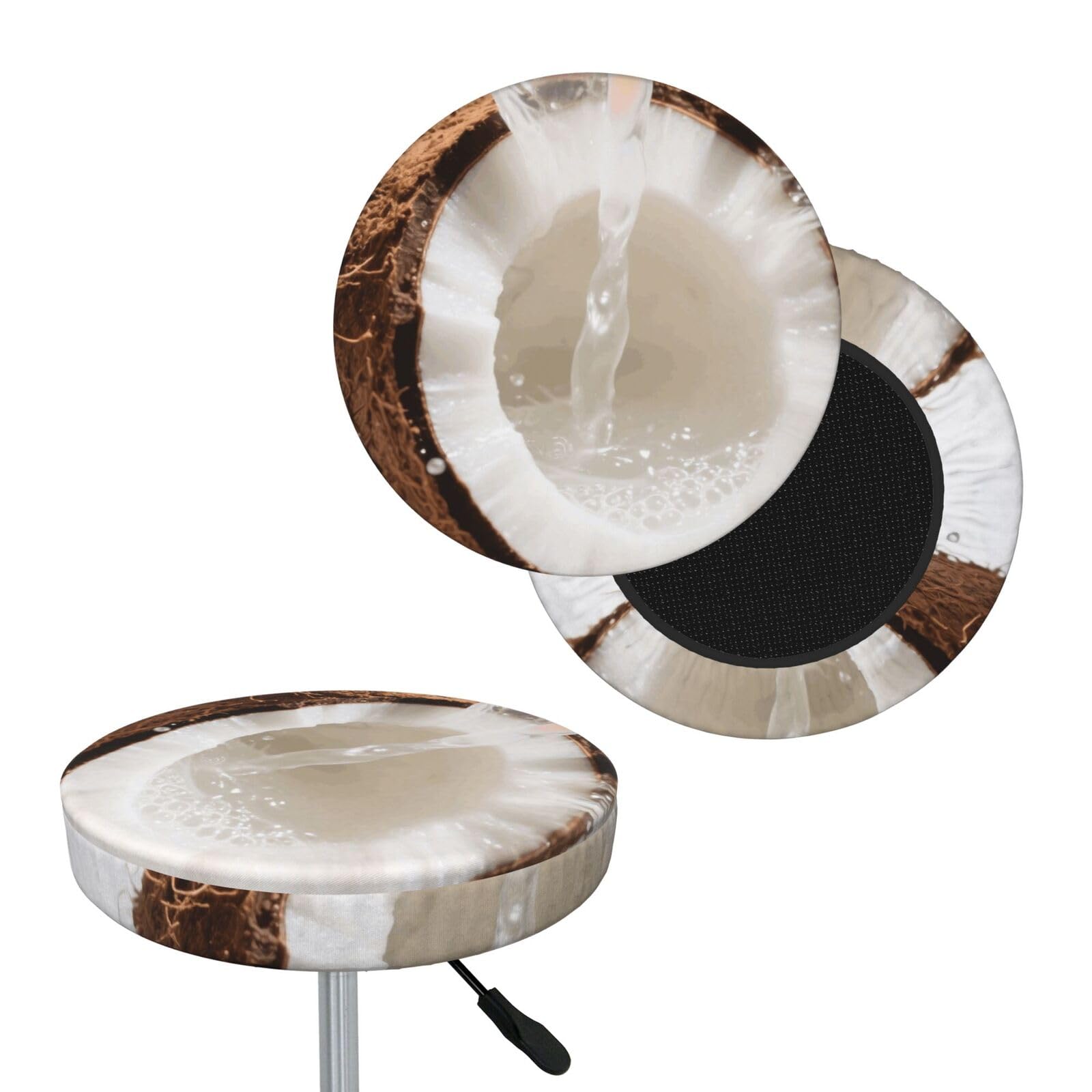 FekiLoot Coconut Round Bar Stool Covers Stretch Washable Bar Stool Covers Dustproof Slipcover Bar Chair Covers with Elastic Band for Bar Kitchen Living Room Decor 14 Inch