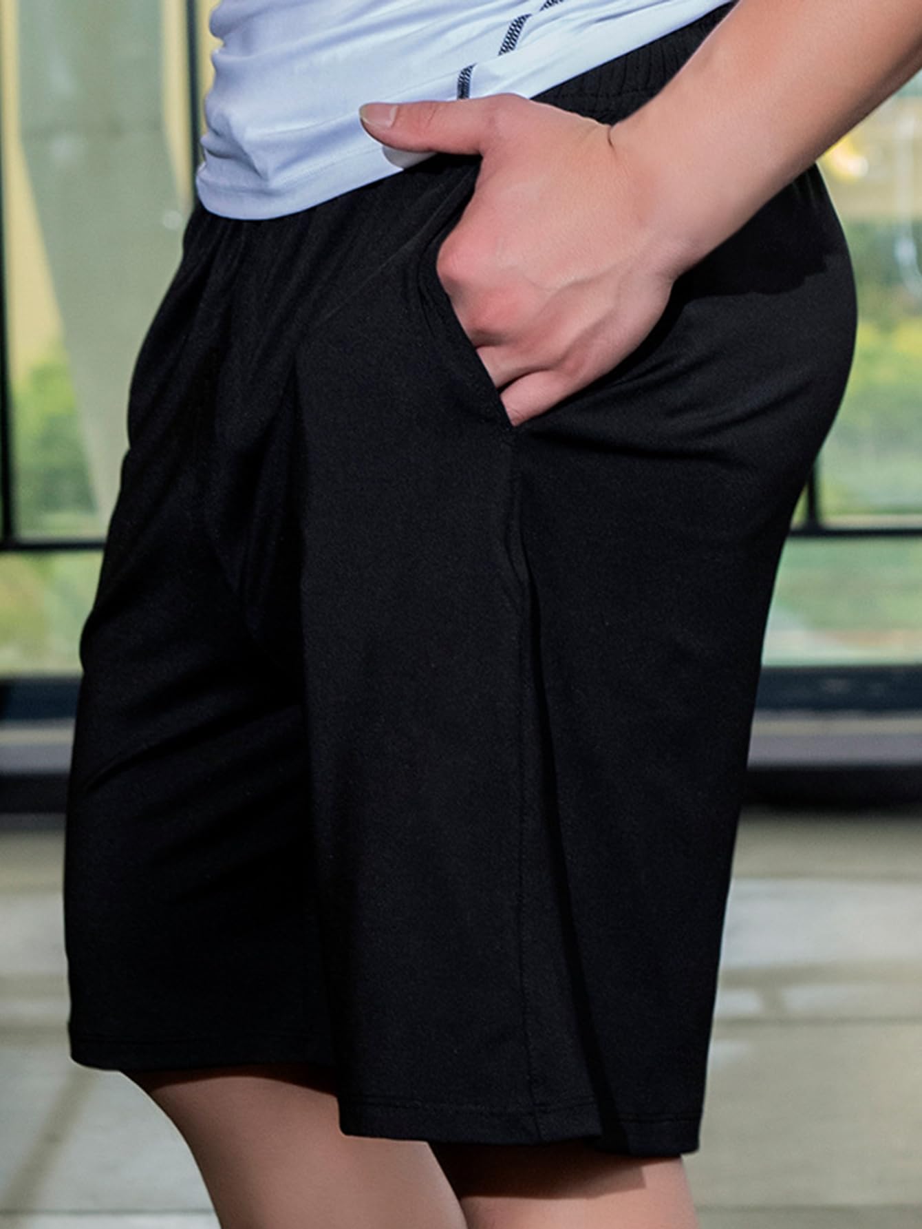 Mens Athletic Shorts Comfortable Cotton Workout Shorts Elastic Waist Running Shorts with Pockets