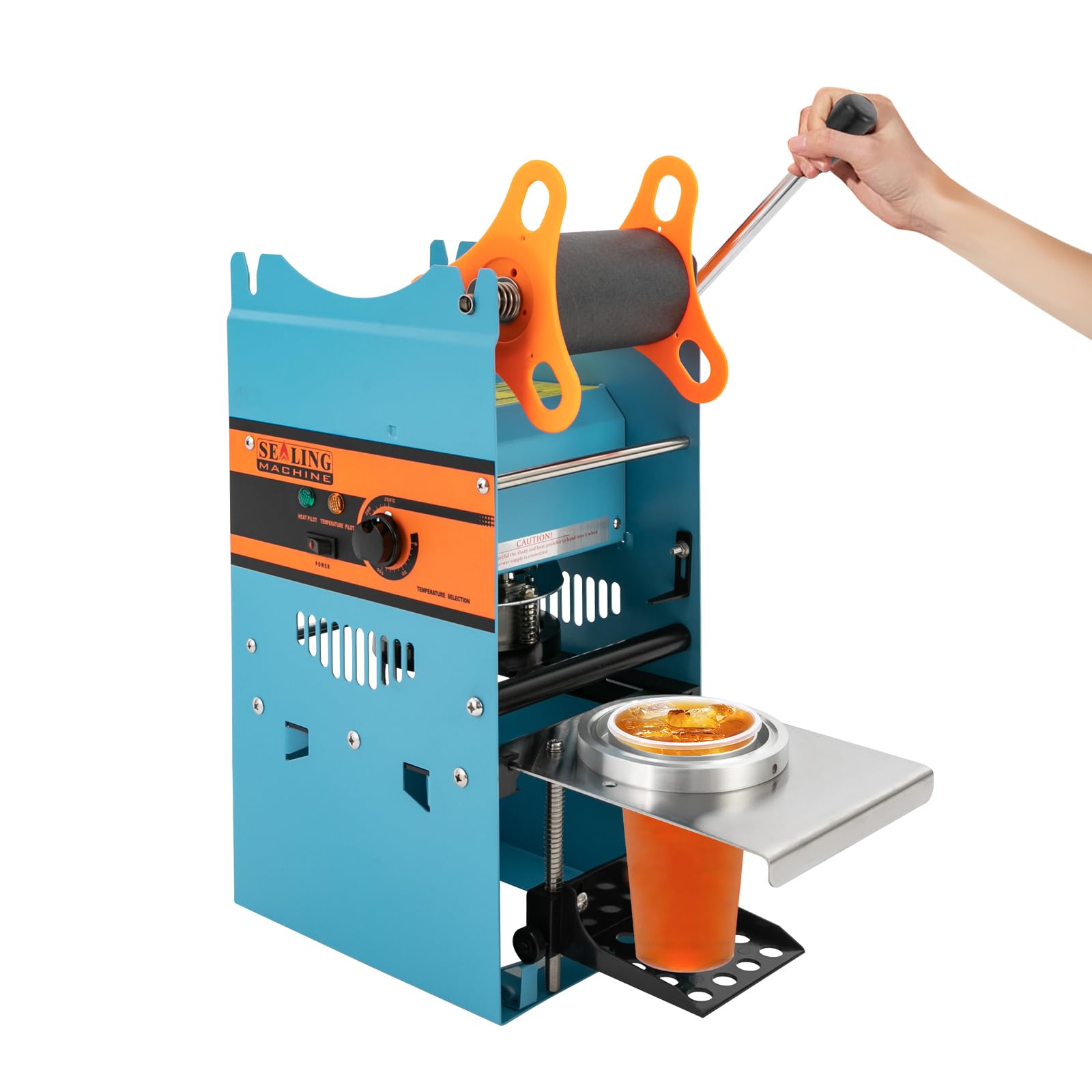 Manual Cup Sealing Machine, 170mm Tall φ90mm/95mm Cup Sealer, for Bubble Boba Milk Tea Cup (BLUE)