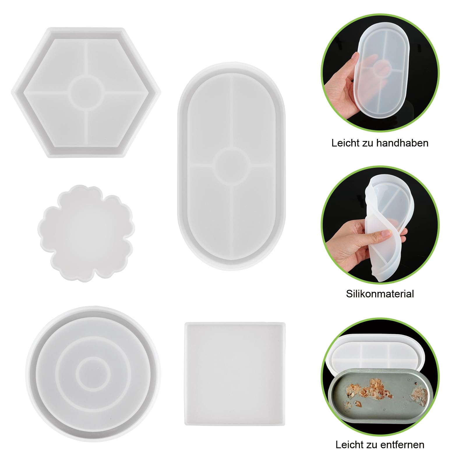 Moule Epoxy Moulle Silicone Resine Epoxy, 6Pcs Ensemble De Dessous De Verre En Resine Silicone Coaster Moules En Silicone Sous Verres En Resine Silicone Pour Artisanat Faire Diy Moule Pour Résine Uv