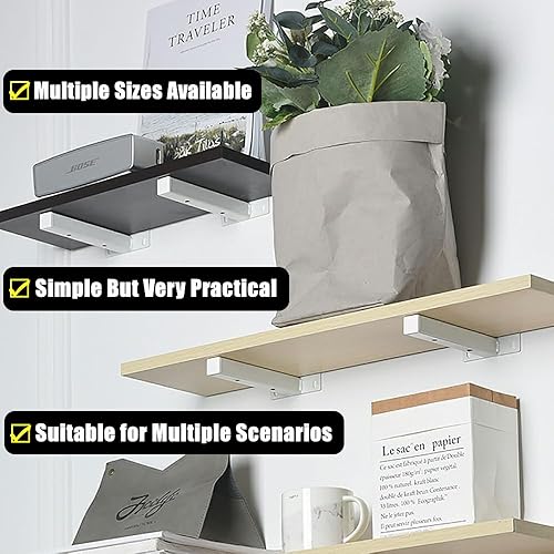 Miniatura 5 de Alise Soportes de estante de 6 pulgadas, soportes en T resistentes para estantes flotantes, tablas de soporte para colgar en la pared, acabado