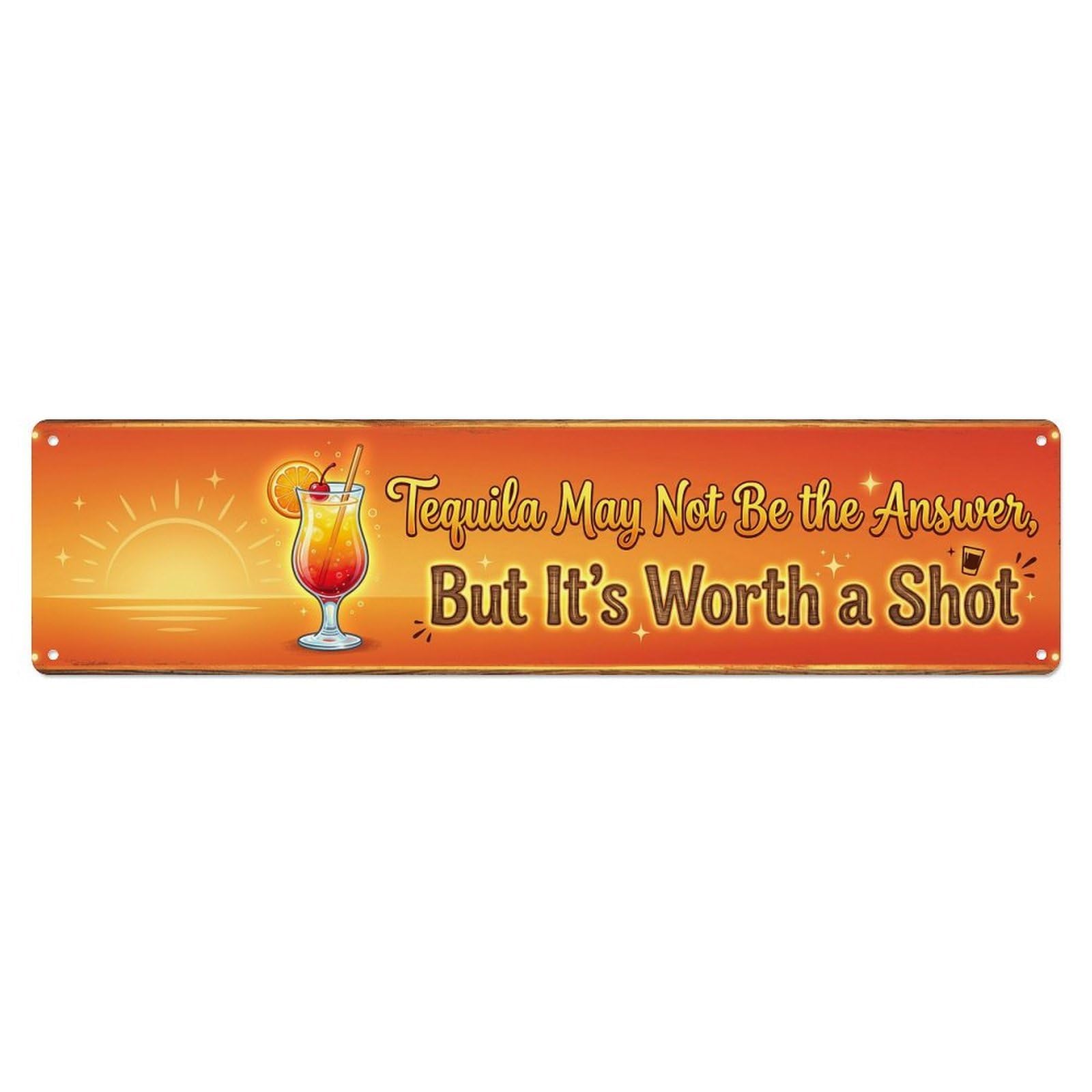Tequila Sunrise Bar Beverage Metal Tin Sign Plaque Wall Decor for Cafe, Club Bar, Office, Home Garden Metal Poster 4x16Inch