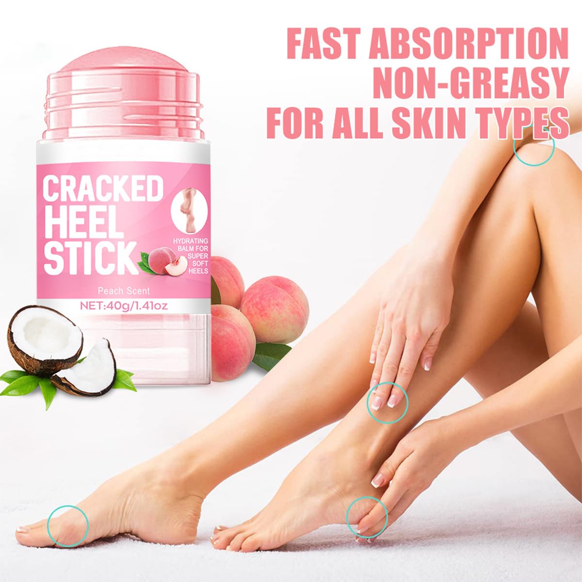 Baorder 2Pcs Peach Scented and Honey Anti-Cracking Foot Cream Set,Natural Hydrating Heel Stick Balm,Deeply Moisturize Soften,Repair,Smoothens Dry Cracked Skin,Feet Care for Women and Men