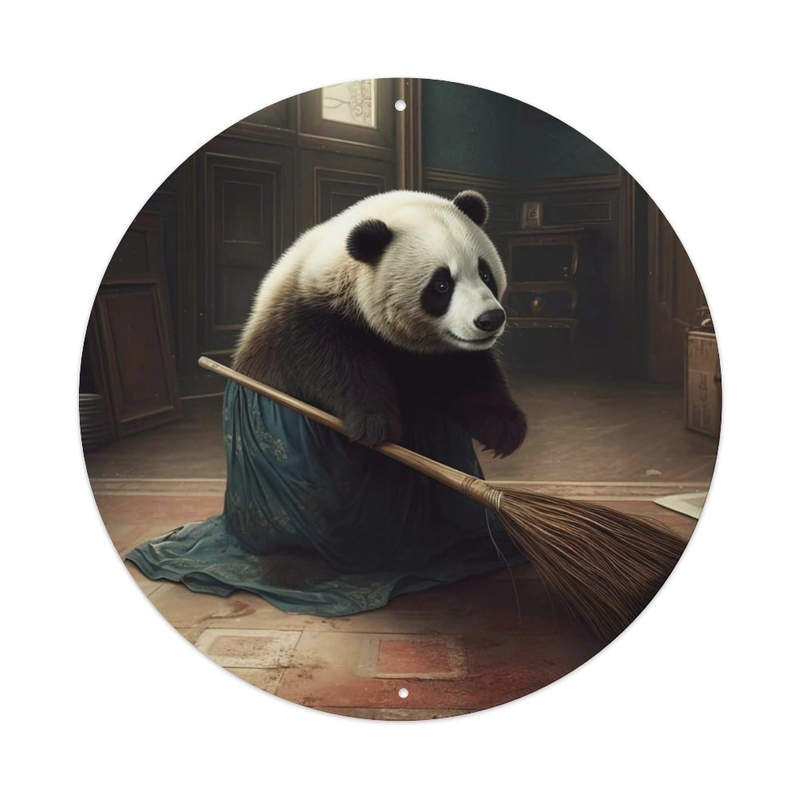 Animal Artwork Cute Little Panda Metal Tin Sign