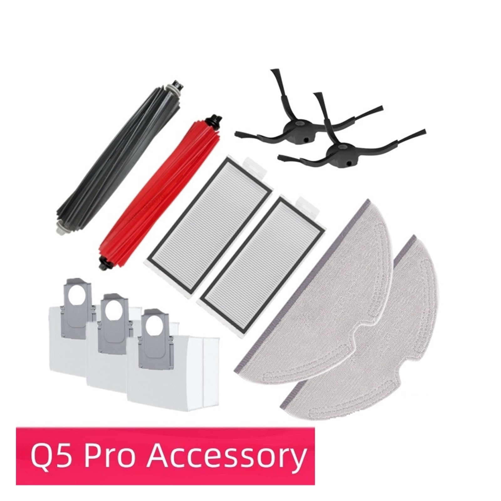 Główna szczotka boczna odkurzacza, pasująca do Roborock, Q5 Pro Ultra akcesorium do zmywalnego filtra Mop worek na kurz części robota szczotki próżniowe i filtr(S8 Pack 3)