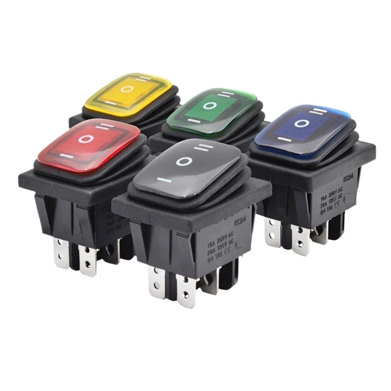 Interrupteur à bascule KCD4 étanche 220V vert avec lumière pour tableau