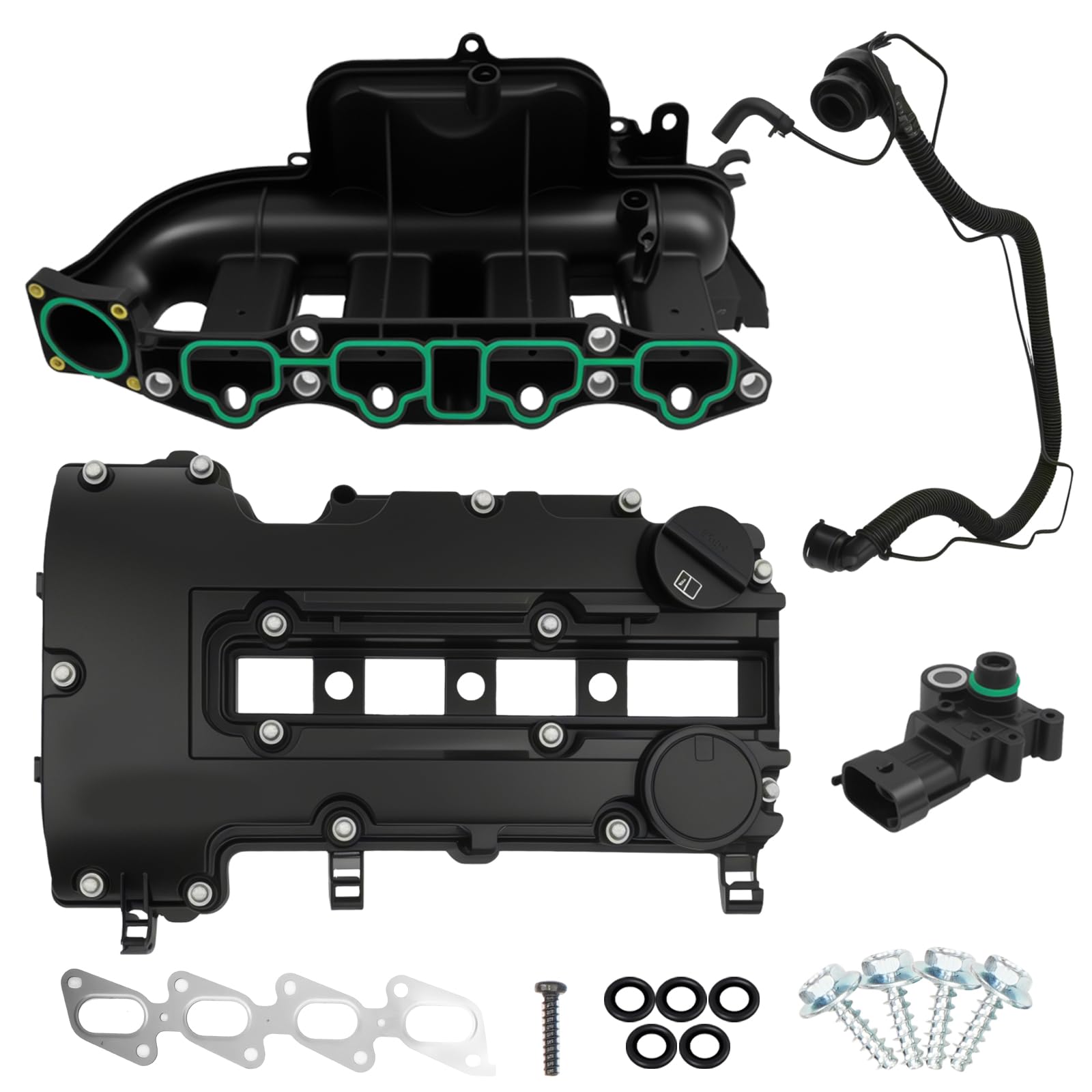 engine intake manifold & valve cover kit compatible with chevy cruze sonic trax volt buick encore 1.4 2011-2021 replace# 615-380 25198498 25200449 55573746 55577314
