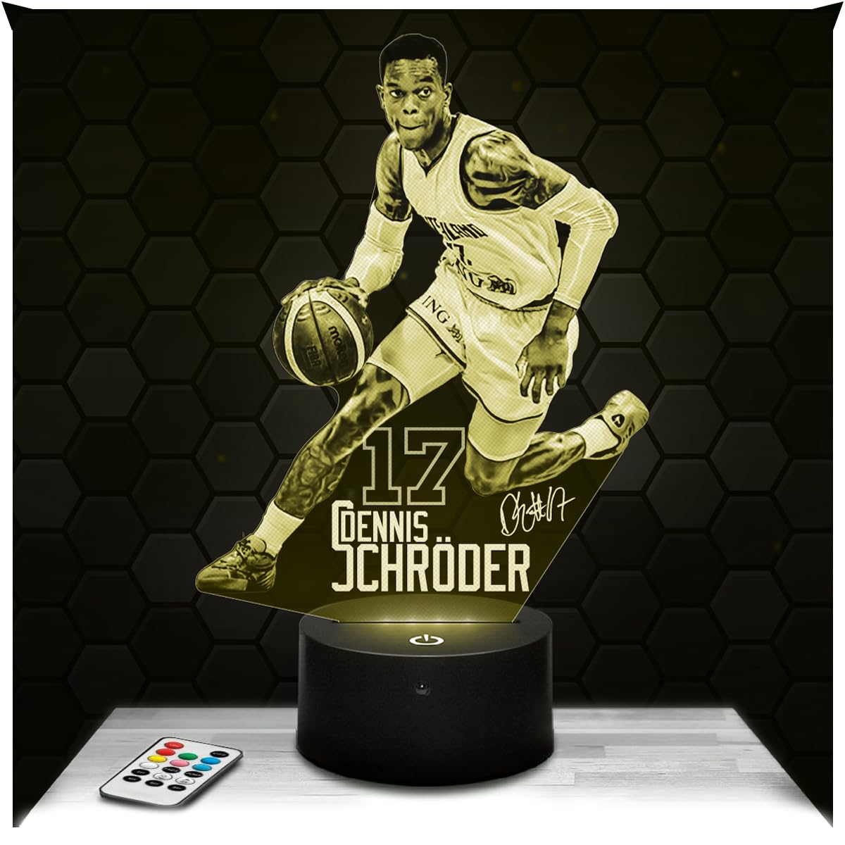 Lampephoto.fr - Dennis Schroder 3D Lamp, Night Light 3D LED Illusion Lamp, Basketball Player, German Basket, Sports Object Athlete, Gift idea for Boy's Room, Night Light for Children's Bedroom