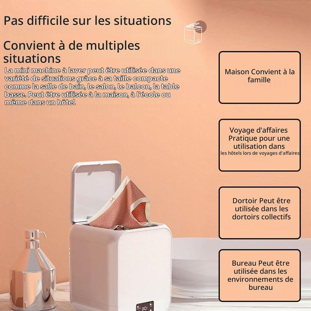 Mini Lave Linge Portable, Mini Machine à Laver avec Tuyau de Vidange 12 L Lavage Double Mode Affichage de L'heure Lumière Bleue pour sous-vêtements et Chaussettes White