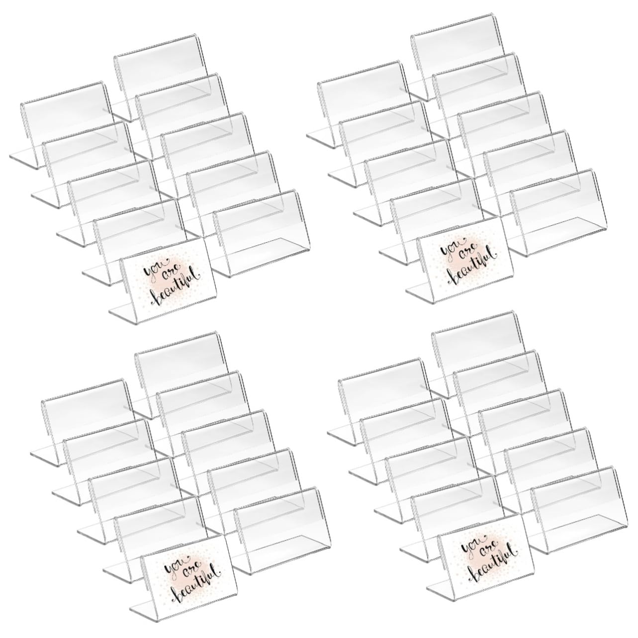 ULTECHNOVO 192piezas Soporte De Carteles Transparente Shape De Titulares De Tarjetas para Exhibición Mesas para Nombres Precios y Números De Mesa Oficinas y Tiendas