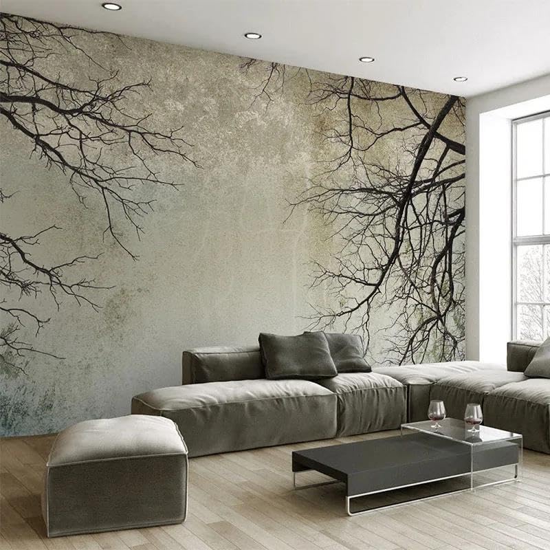 Papier peint mural 3D branche pour rénover un mur sans colle