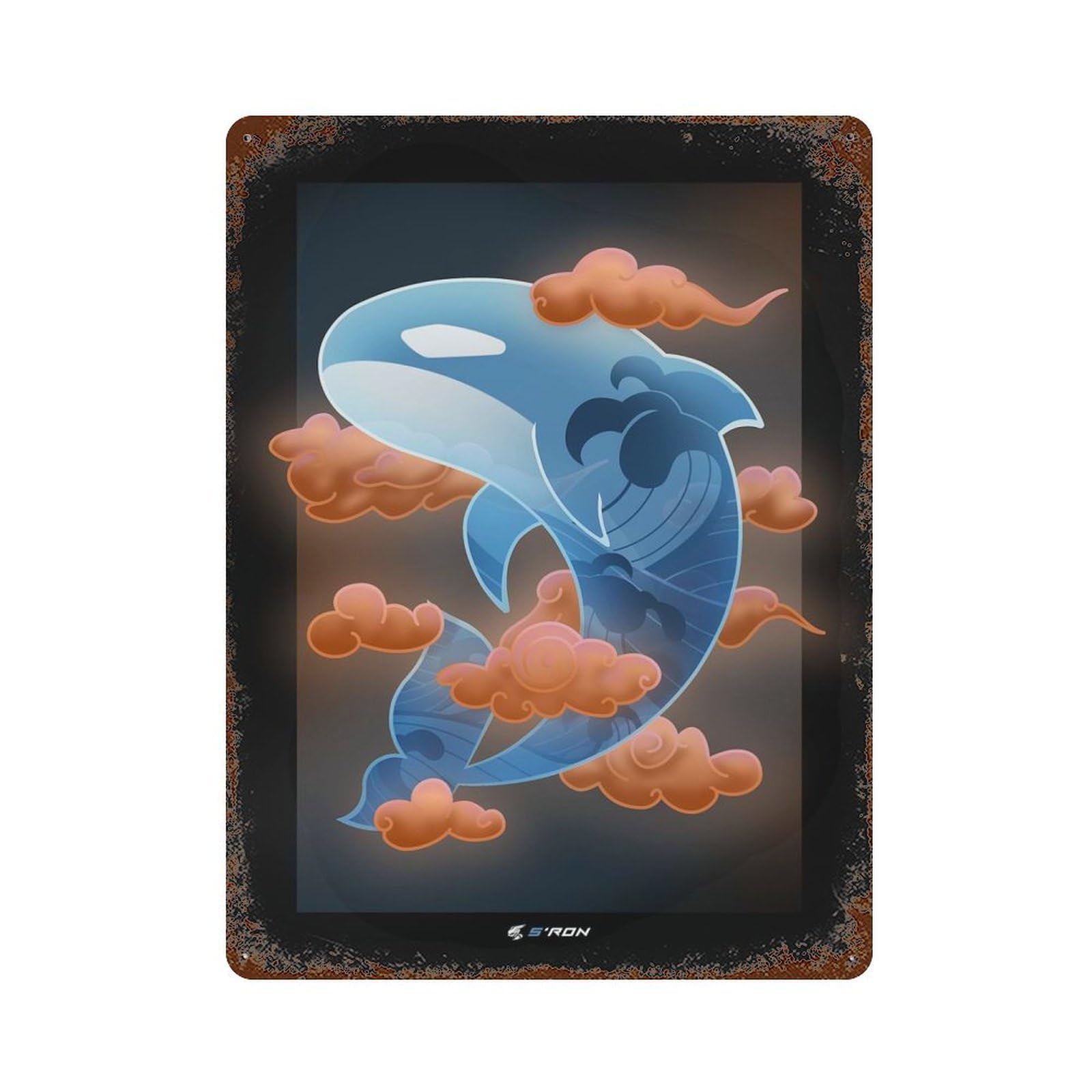 Spiritual Killer Whale Rusty Metal Tin Sign 15.7"x11.8", Ideal for Farmhouse, Kitchen And Entryway Decor