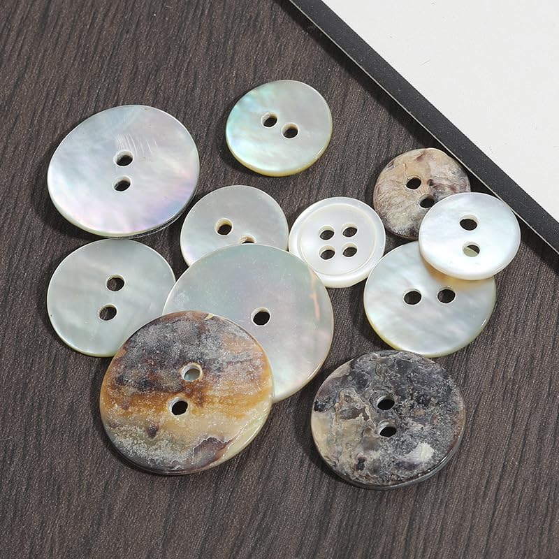 100 szt. 9 mm/25 mm naturalne guziki do koszulek, swetrów, kardiganów, garniturów, muszli z dwoma oczami, ręcznie szyte guziki