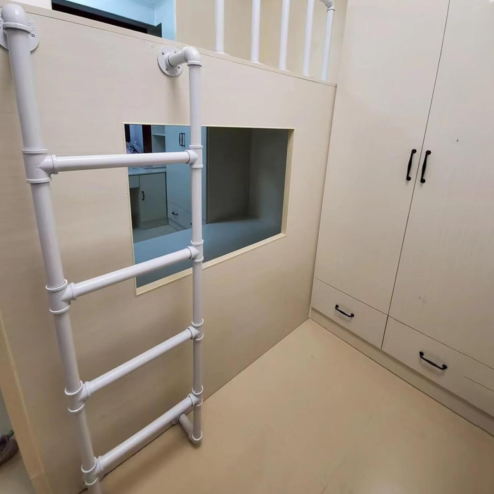 Scala di uscita dal pozzo della finestra del seminterrato da 3,3-9,8 piedi Scala antincendio in metallo Carica 150 kg - Scala da arrampicata per soppalco montata a parete per letto a castello, camper(