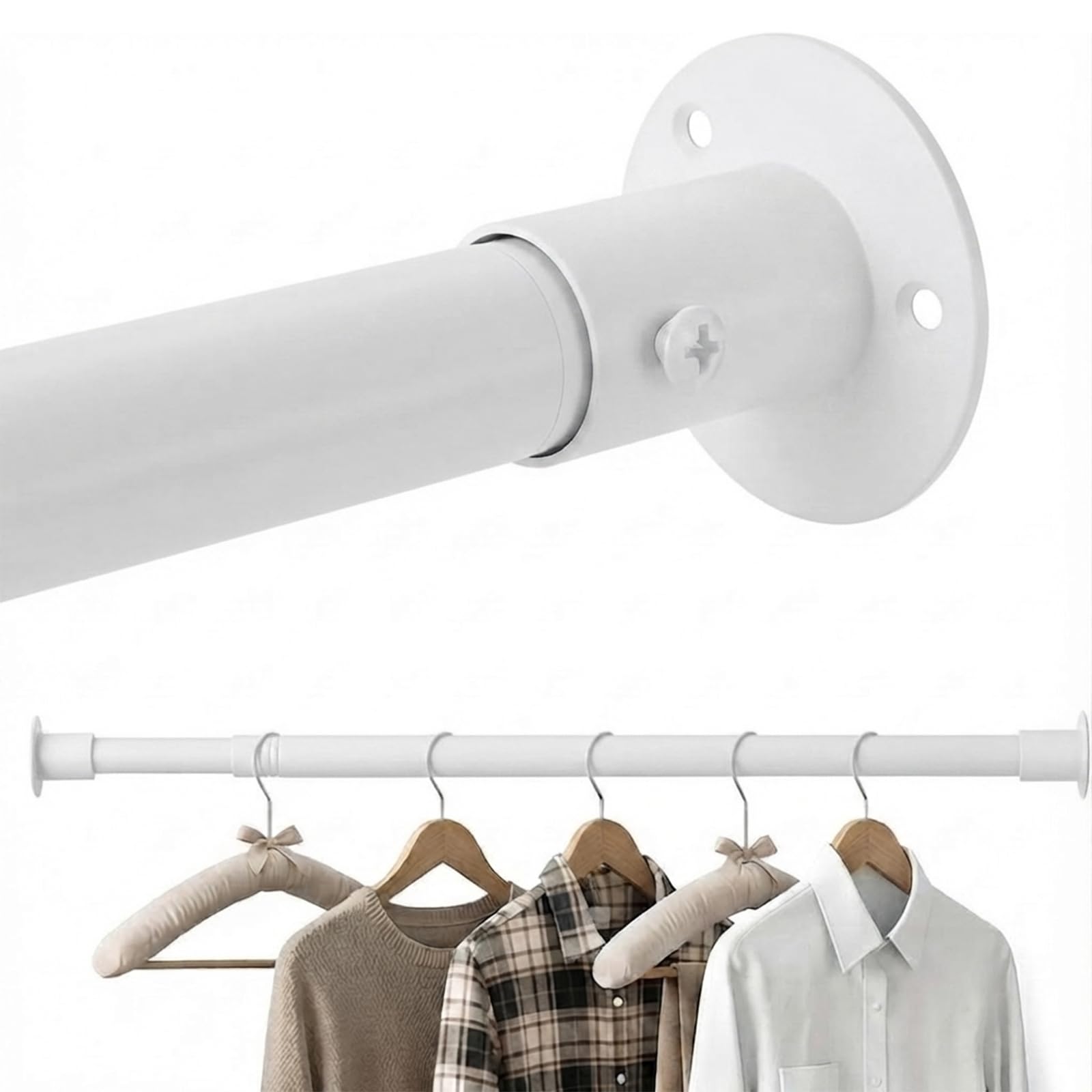 Wardrobe Rail, 45 to 130CM Heavy Duty Extendable Clothes Rod — image 1