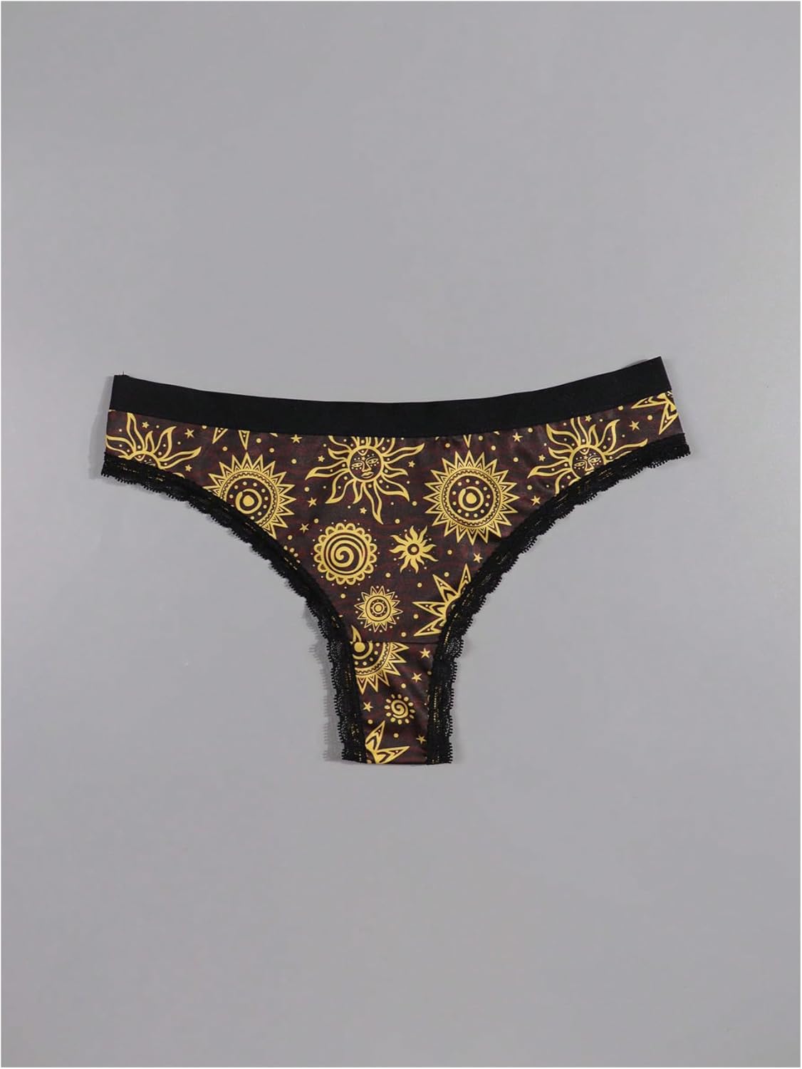 WDIRARA Women's 4 Pack Gothic Panty Set Lace Trim Low Rise Briefs Sun Moon Print Underwear - Image 5