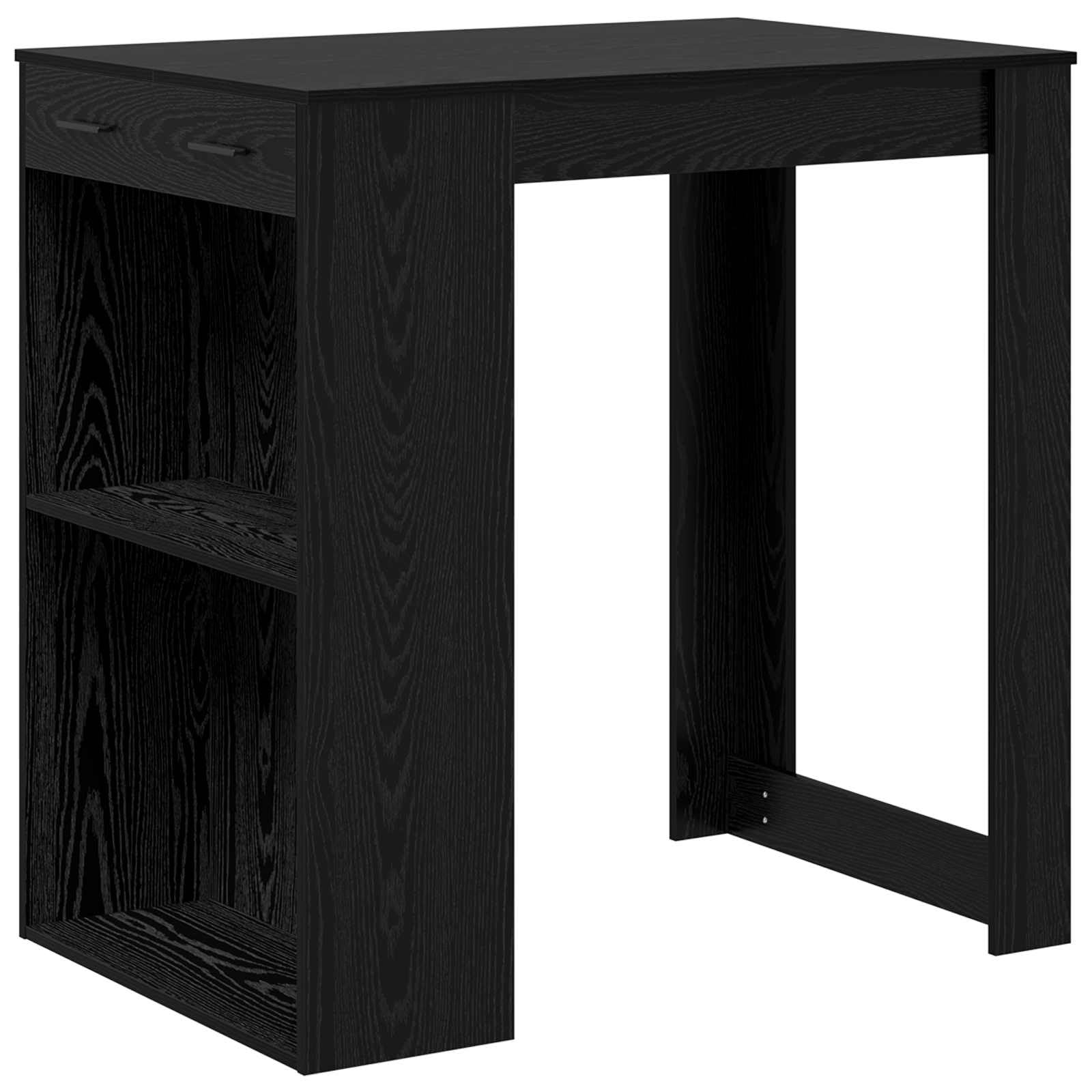 Table de bar noire aspect chêne pour des apéritifs conviviaux et repas partagés en cuisine
