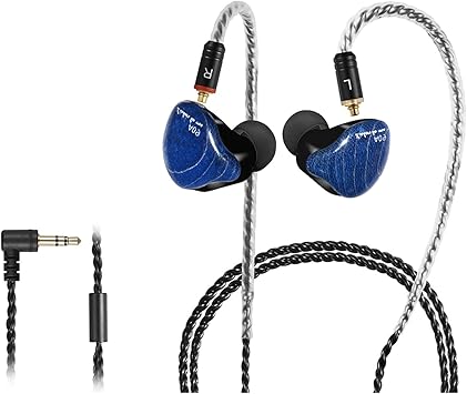 in Ear Monitor Headphones, HiFi Stereo IEM Earphones, Dynamic Dual Driver Wired Earbuds with Detachable Cable, Noise Canceling Headset for Singers Musicians Drummers Audiophile (Blue, No Mic)