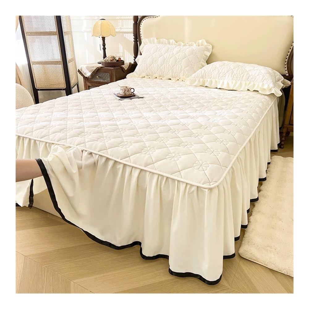 Gonna letto trapuntata con volant, copriletto in piuma d'oca, copripiumino singolo/matrimoniale/king size, biancheria da letto (senza federe) (Mibai, matrimoniale 150x200cm 1 pz)