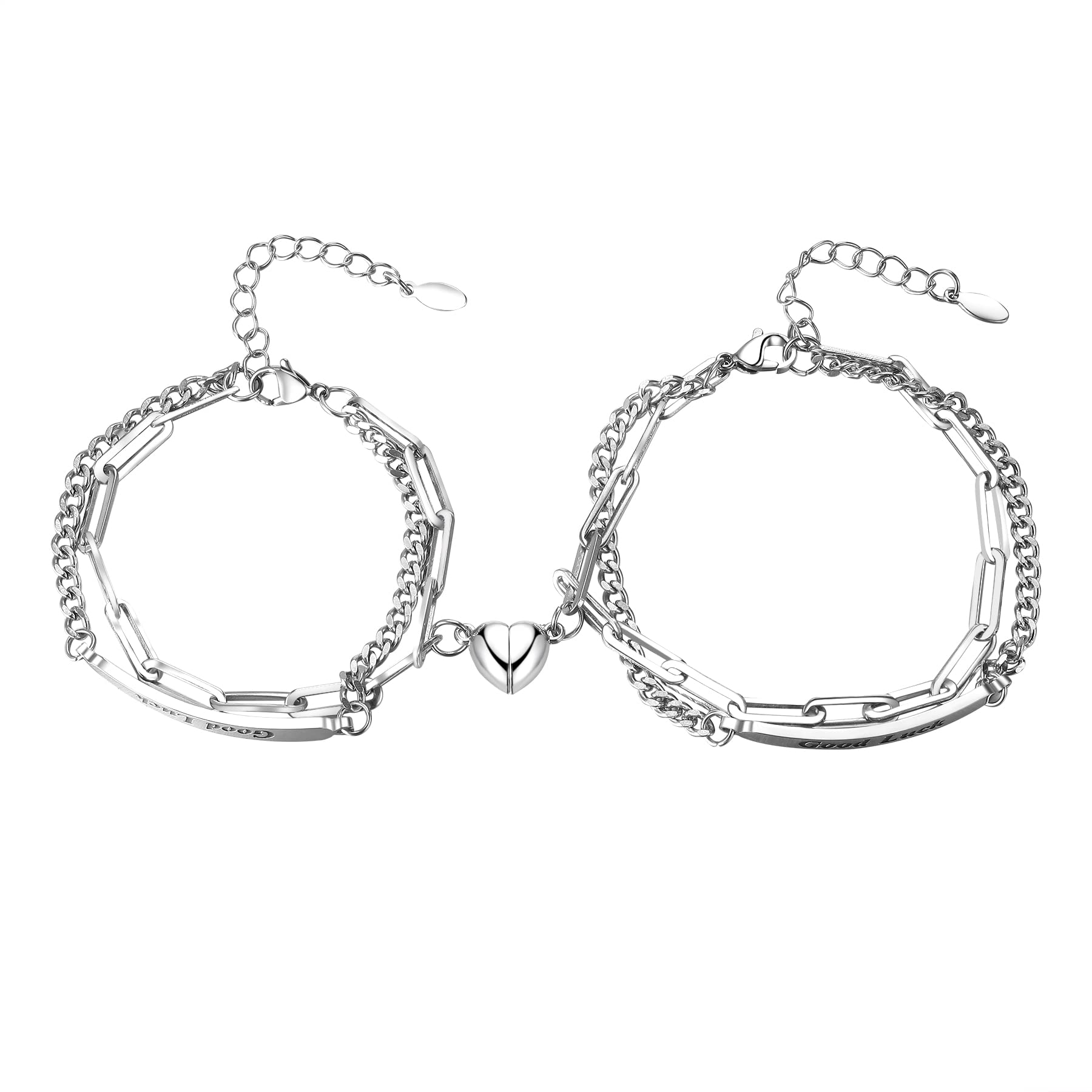 cupimatch 2 pezzi Uomo Donna Acciaio Inossidabile I Love You Cuore Strass Puzzle Matching pendente paio collana regalo di San Valentino Natale con 50 cm & 55 cm catena