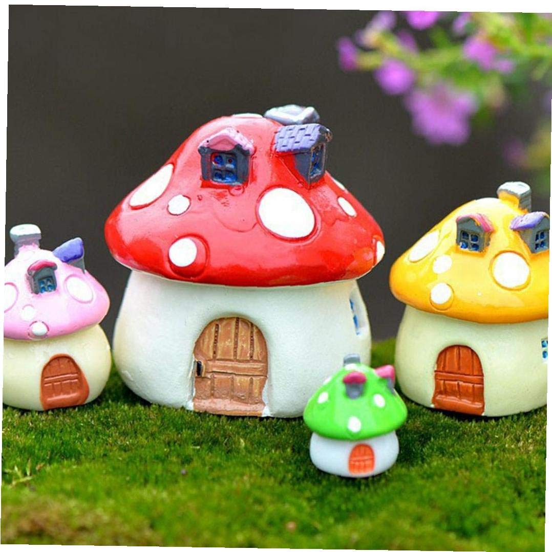 Zonfer 3 Sizes Resin Fairy Garden Craft Decoration Miniature Micro Gnome Terrarium Mediterranean House Mushroom Castle Gift