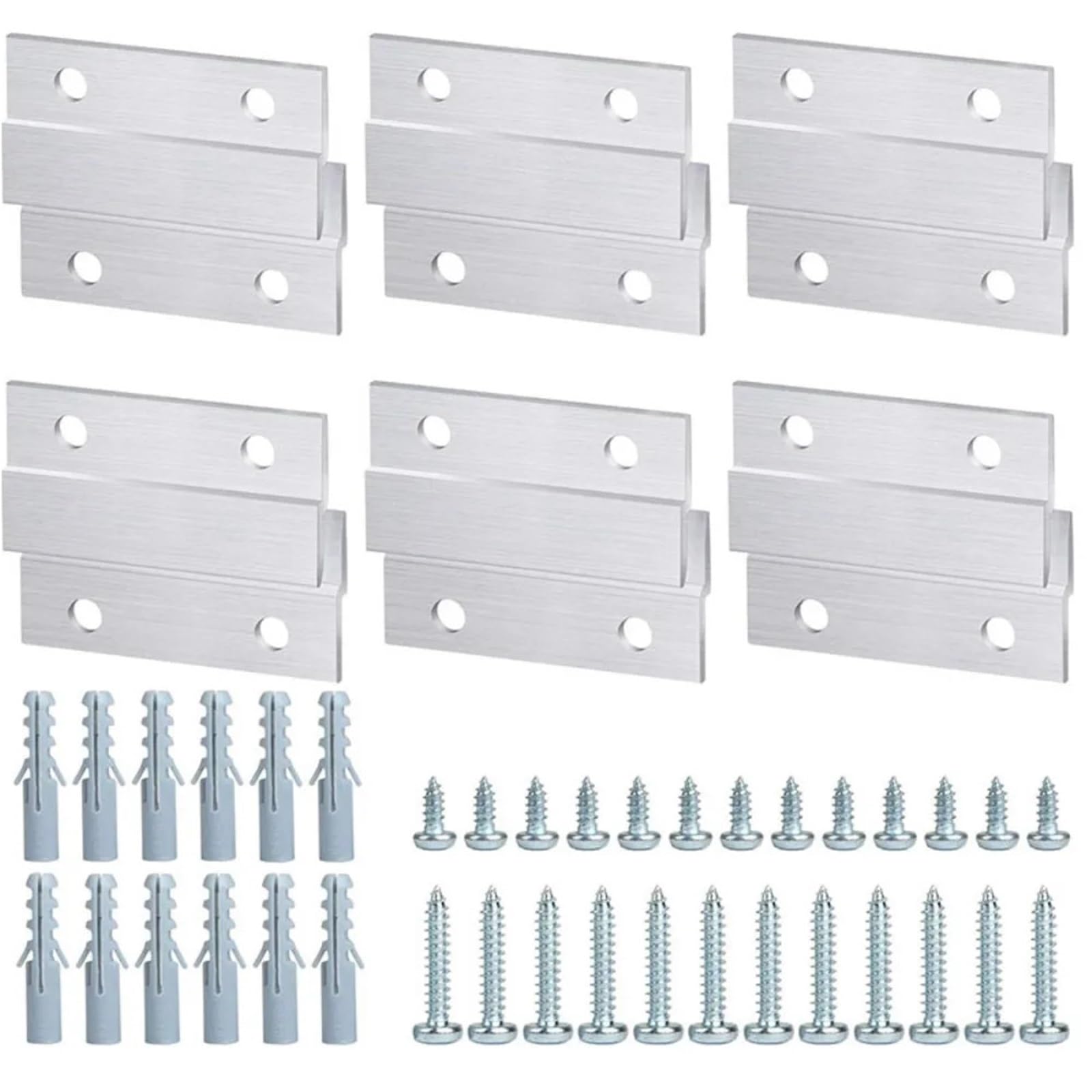 Huwoyg One Color 6 Pcs Cleat Hanger Z Aluminum Clips Interlocking Wall Mounting Bracket Hardware Kit For Mirrors Shelf Whiteboard Frames For Hanging
