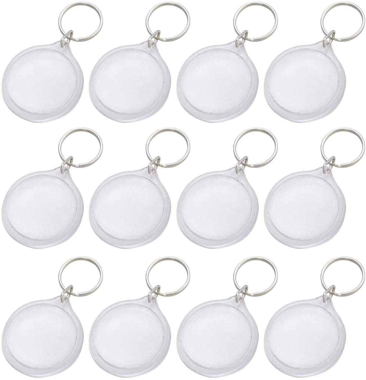 ASTRQLE 25 Pack Clear Blank Acrylic Photo Insert Picture Frame Keyring Key Chains Keychains Insert Personalised Custom Keychains with Split Ring for Family & Friends Gifts DIY Craft