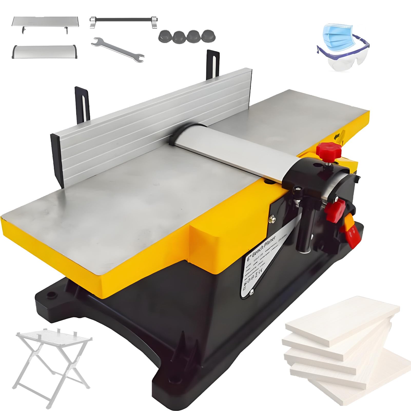PrzenośNe Elektryczne Strugarki Do ObróBki Drewna Strugarka, Elektryczna Strugarka StołOwa Do Drewna 1800 W,Do CięCia Drewna Planer(FoldingStand)