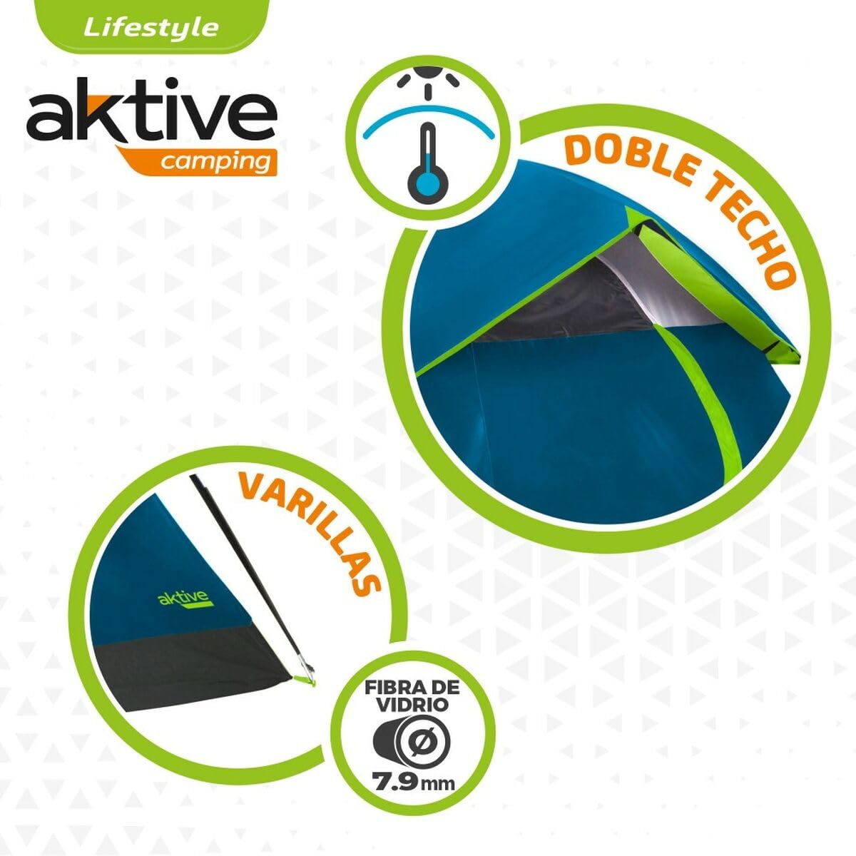 Tienda de Campaña Aktive 4 Personas 240 x 130 x 210 cm (2 Unidades)