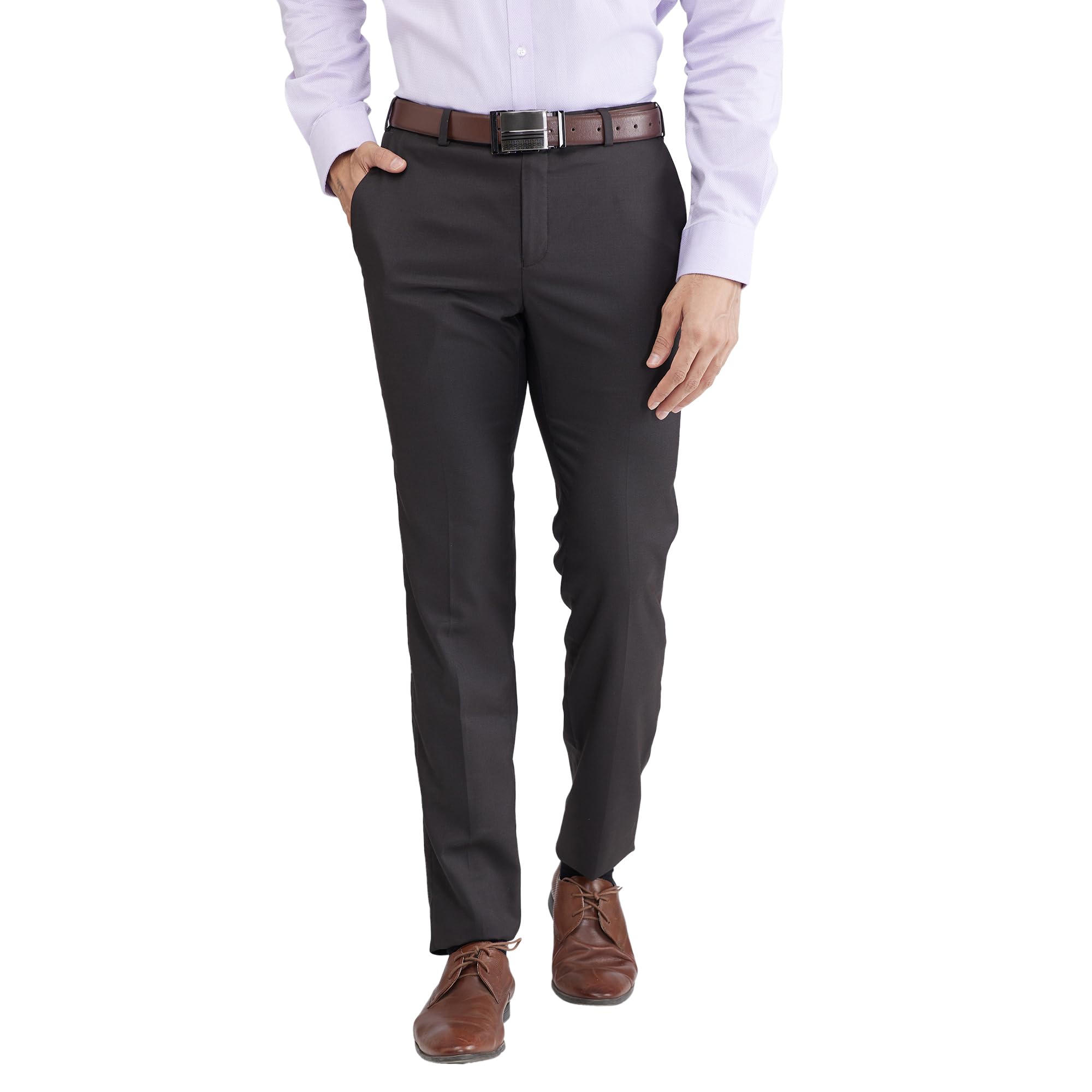 raymond Men's Slim Fit Solid Pattern Poly Viscose Blend Flat Front Formal Trouser-picture-31