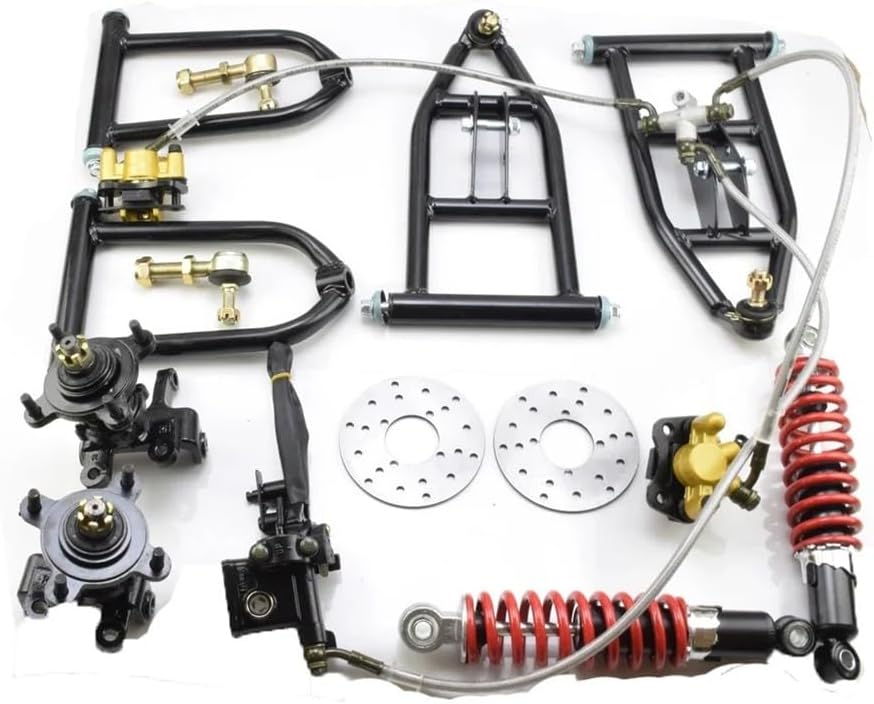 Swing 340mm Suspension Large A Arm Upper/Lower Steering Spindle Disc 4 Stud Hub 250mm Shock Fit Buggy ATV GO Karts(340mm Sets 4 Hole)