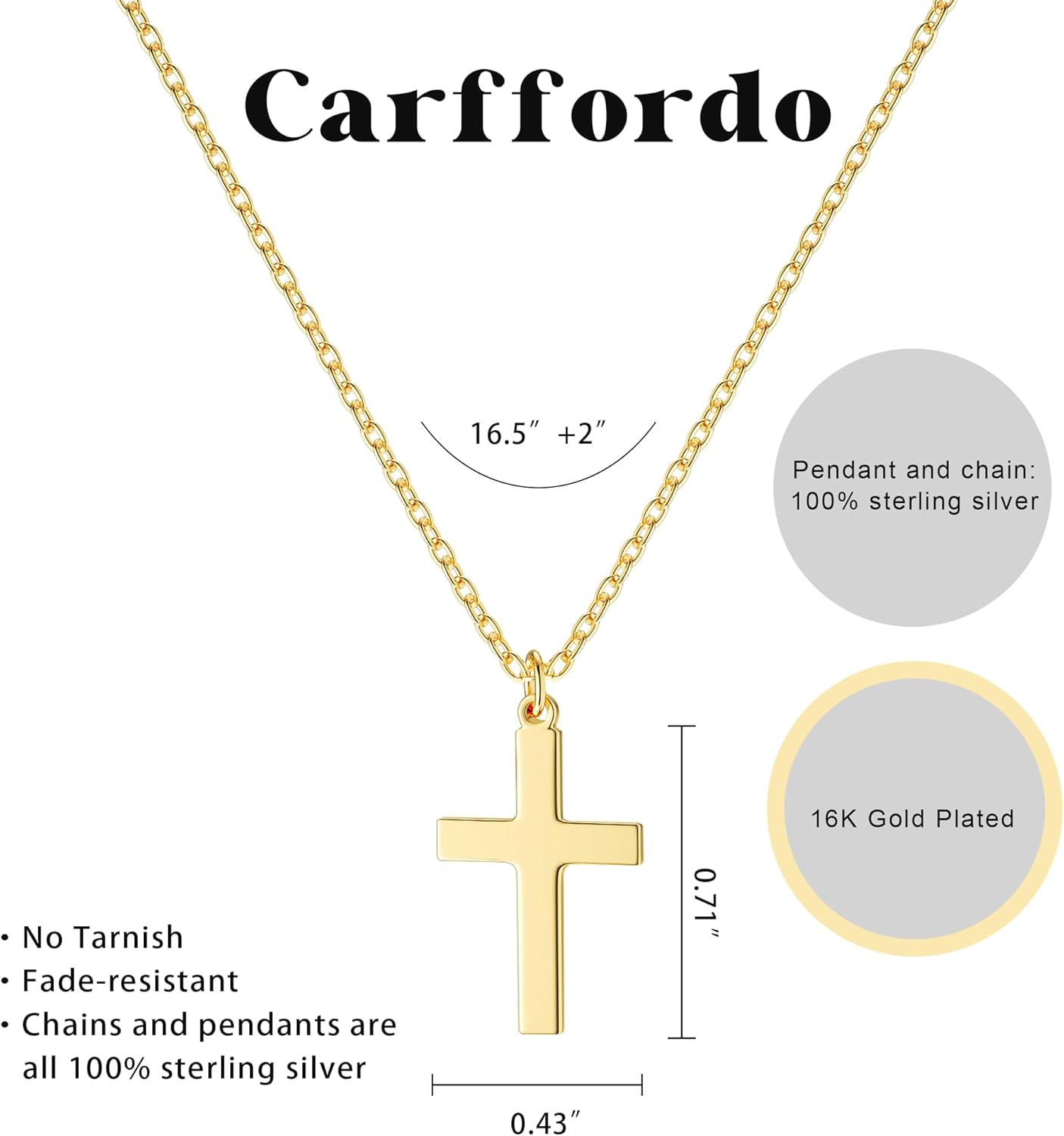 Cross Necklace for Women, 925 Sterling Silver or 16K Gold Plated Cross Pendant Necklace Dainty Non-Tarnish Faith Jewelry Christmas Christian Gifts - Image 5
