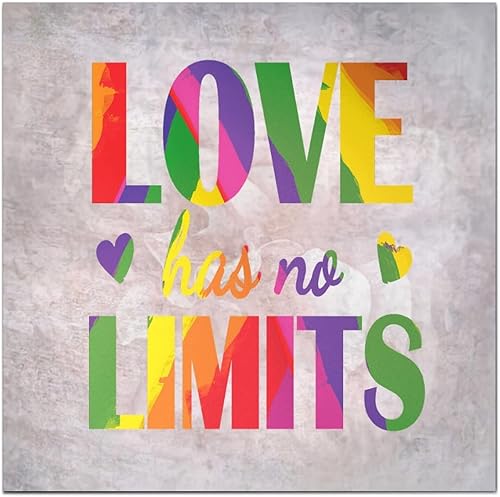 Mesllings Gay and Lesbian Wood Signs, Pride Parade Love Has No Limits Signs for Home Decor, 6" x 6" Gay and Lesbian Wall Art Wood Plaque, Retro