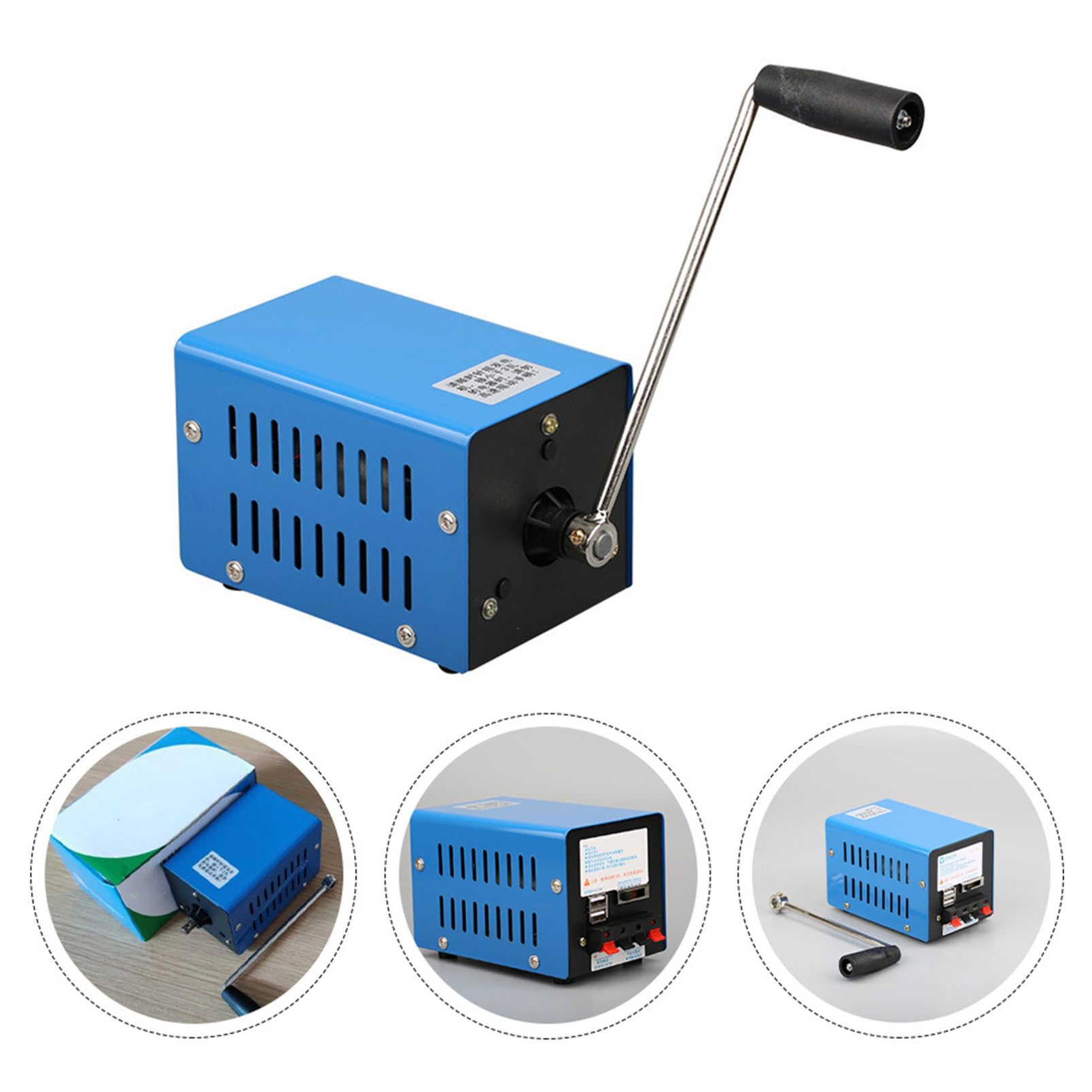 Gadpiparty Generatore a Manovella Portatile USB per Esterni, Caricabatterie Manuale Regolabile Dissipazione Calore, Leggero e Compatto per Campeggio e Emergenze