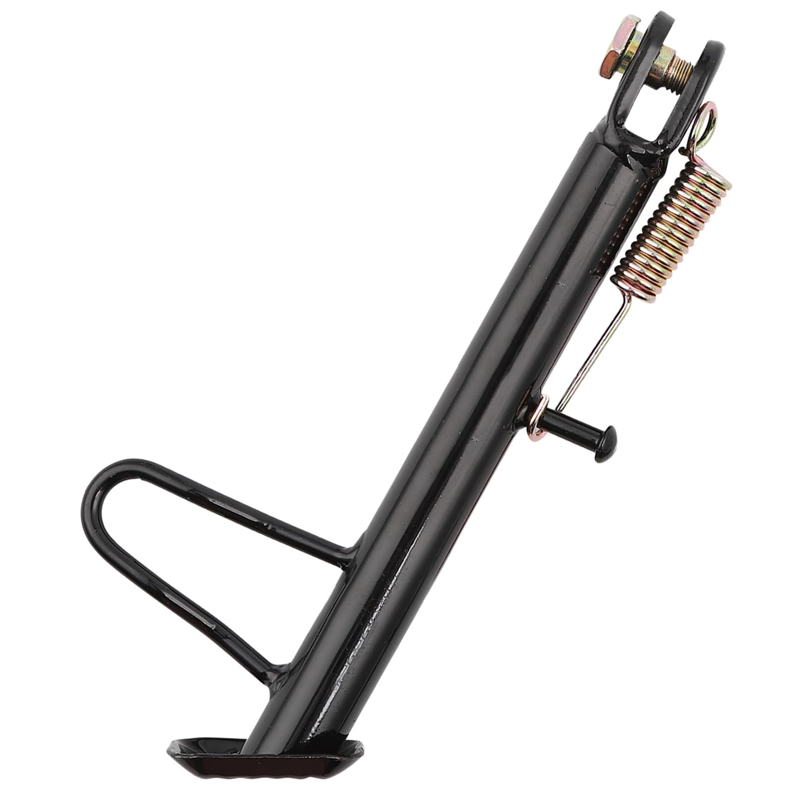 Minho Motorcycle Kickstand, Dirt Bike Sidestand in Iron Material Come with Spring and Hardware Screws, Total Length 18cm, Black Color