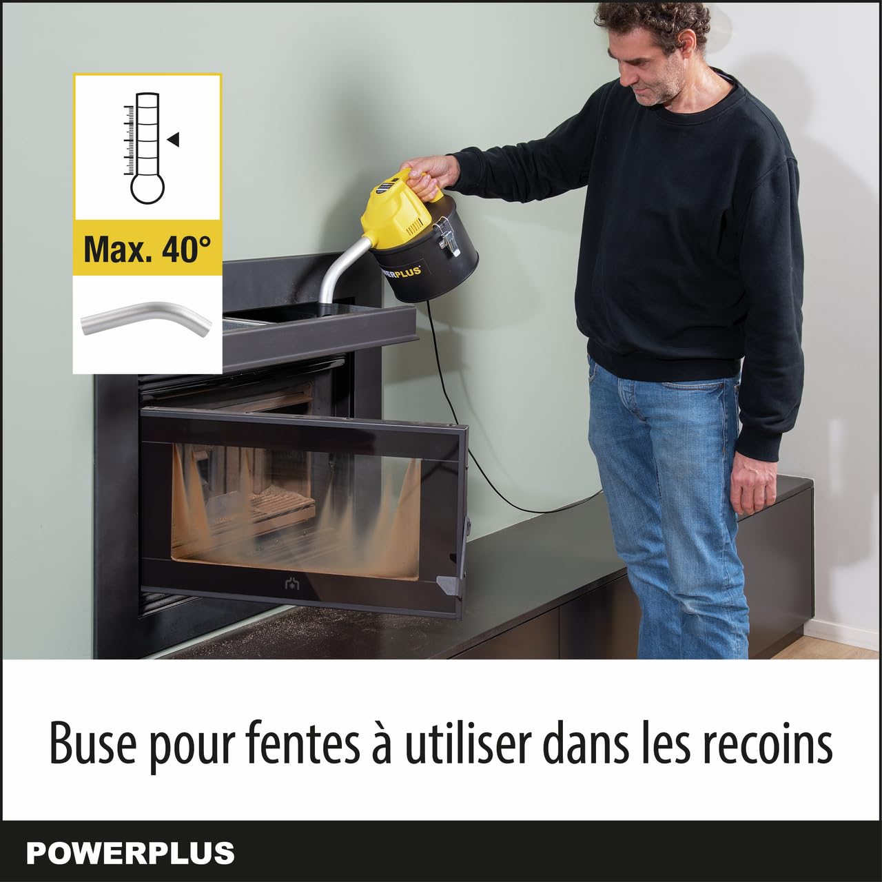Powerplus Aspirateur cendre POWX3004 - vide cendres compact de 600W pour BBQ, poêle à bois, brûleur - réservoir de 4l - max. 40°