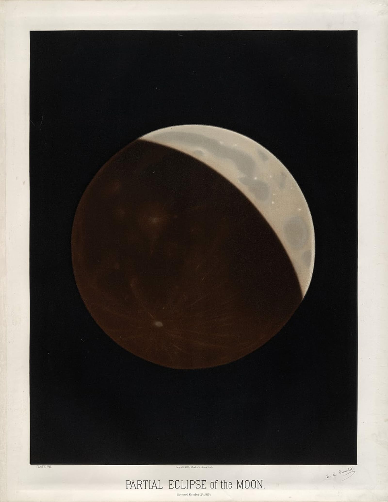 POSTERIIk Vintage Print Pop Art Landscape Artwork Partial Eclipse of the Moon Observed October by Étienne Trouvelot Art Prints for Office Home Decor 60x90cm