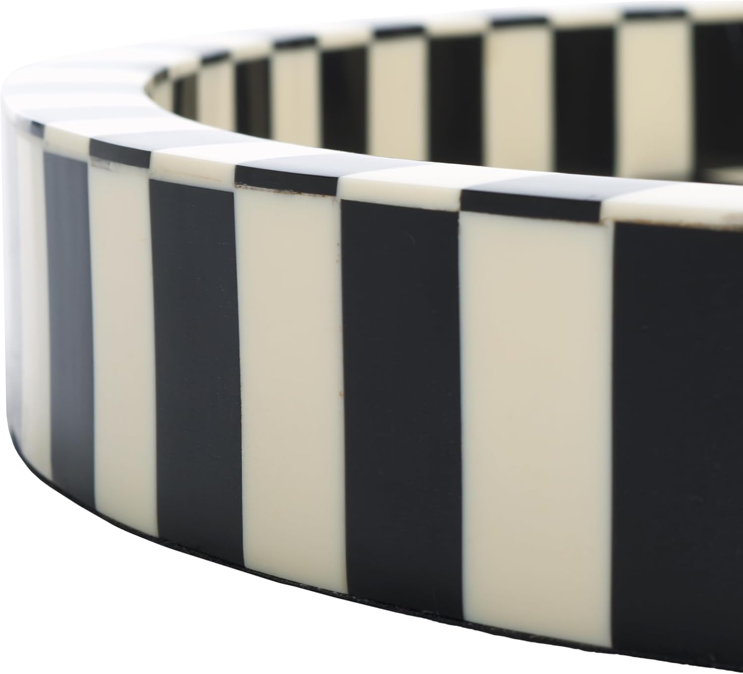 SAFAVIEH Home Collection Charli Black & Ivory Stripe Tray (Fully Assembled)