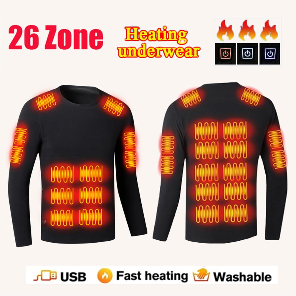 Ropa Interior Térmica para Hombre, Camisetas Chaquetas Y Camisetas De Esquí con Calefacción USB De 26 Zonas