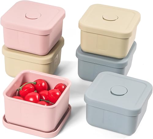 6 recipientes de silicona de 10 onzas con tapas, recipientes de silicona para almacenamiento de alimentos, contenedor de aperitivos para bebés,