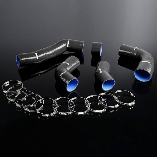 PIT66 Kit de manguera turbo de silicona, compatible con Toyota Supra JZA80 2JZ 1993-2002, negro con abrazaderas