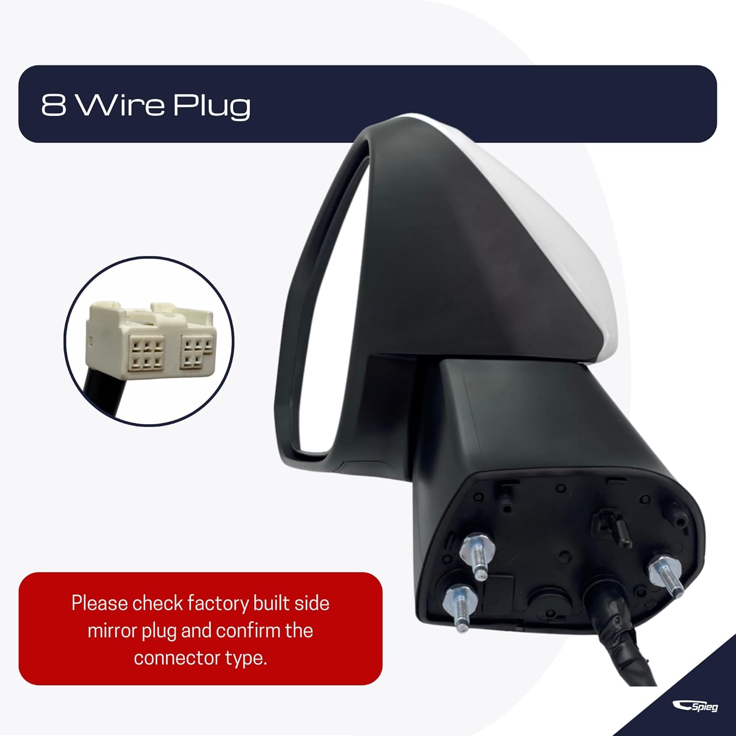 Spieg Driver Side Mirror for 2019-2024 Toyota Rav4 Power Adjustment Heated Blind Spot Monitoring Turn Signal Light White 8 Pins Left TO1320384