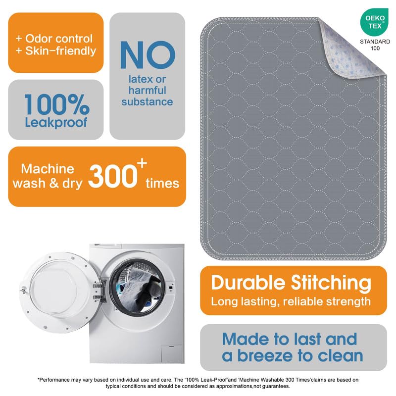 Pet Bazaar Reusable Dog Training Pad, Quilted Washable Absorbent Mat with Non-Slip Base, Grey, 60x90cm (Pack of 2) - Image 4