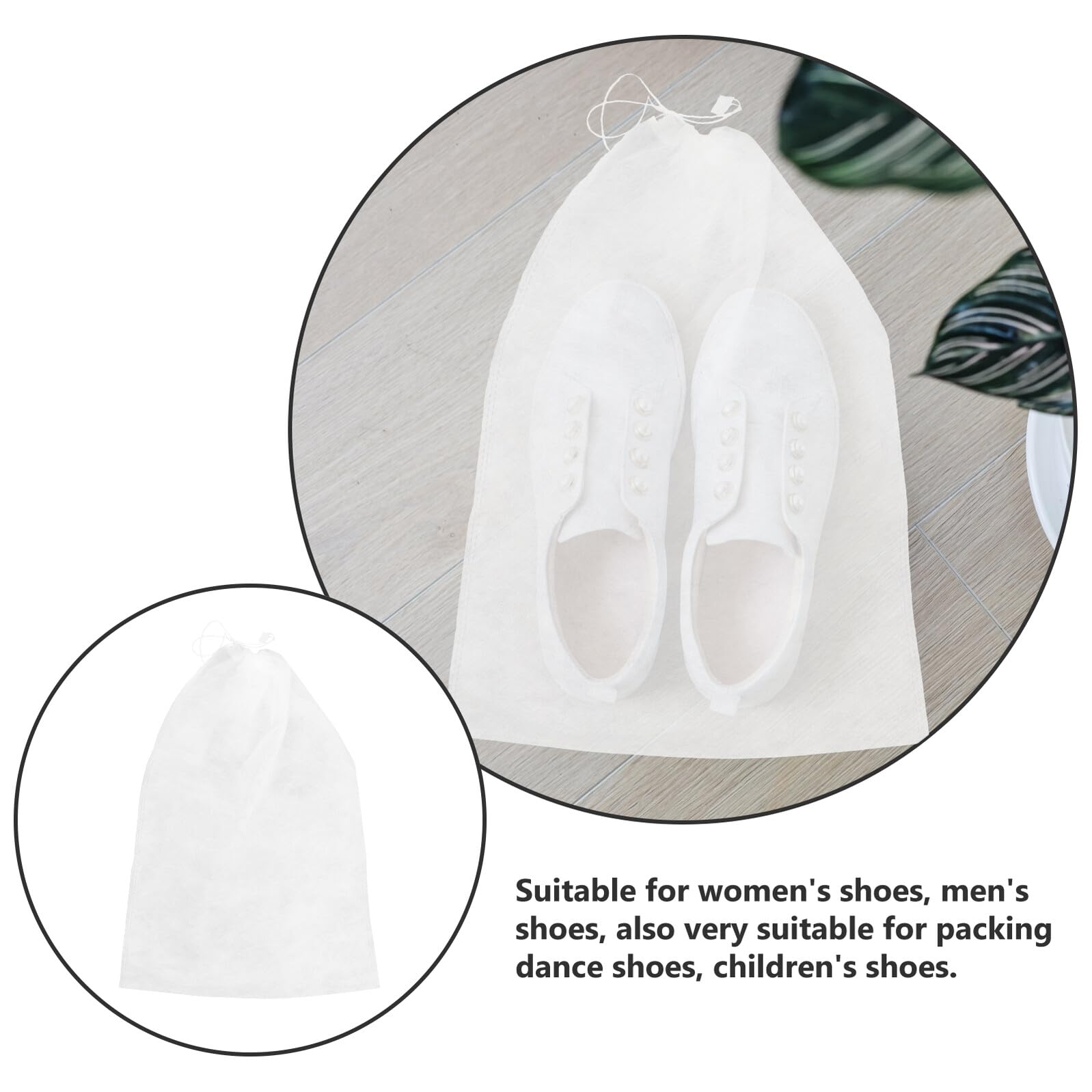 Sacchetti per Scarpe Coulisse Non Tessuto Bianco, Leggeri e Riutilizzabili, 50 Pezzi per Viaggio e Domestico, Adatti a Scarpe e Stivaletti