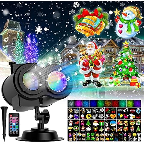 COOLWUFAN Christmas Projector Lights Outdoor, 2-in-1 Moving Patterns Landscape Lights 30 HD Effects ( 3D Ocean Wave & Patterns) Projection Light for Xmas Halloween Party Garden Decorations Cover